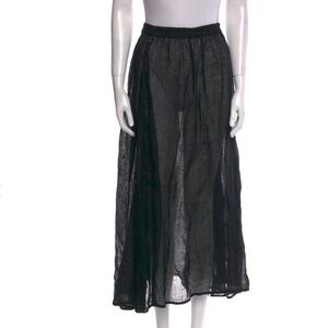 New Le Kasha Black Linen Midi Skirt - Made in France - M